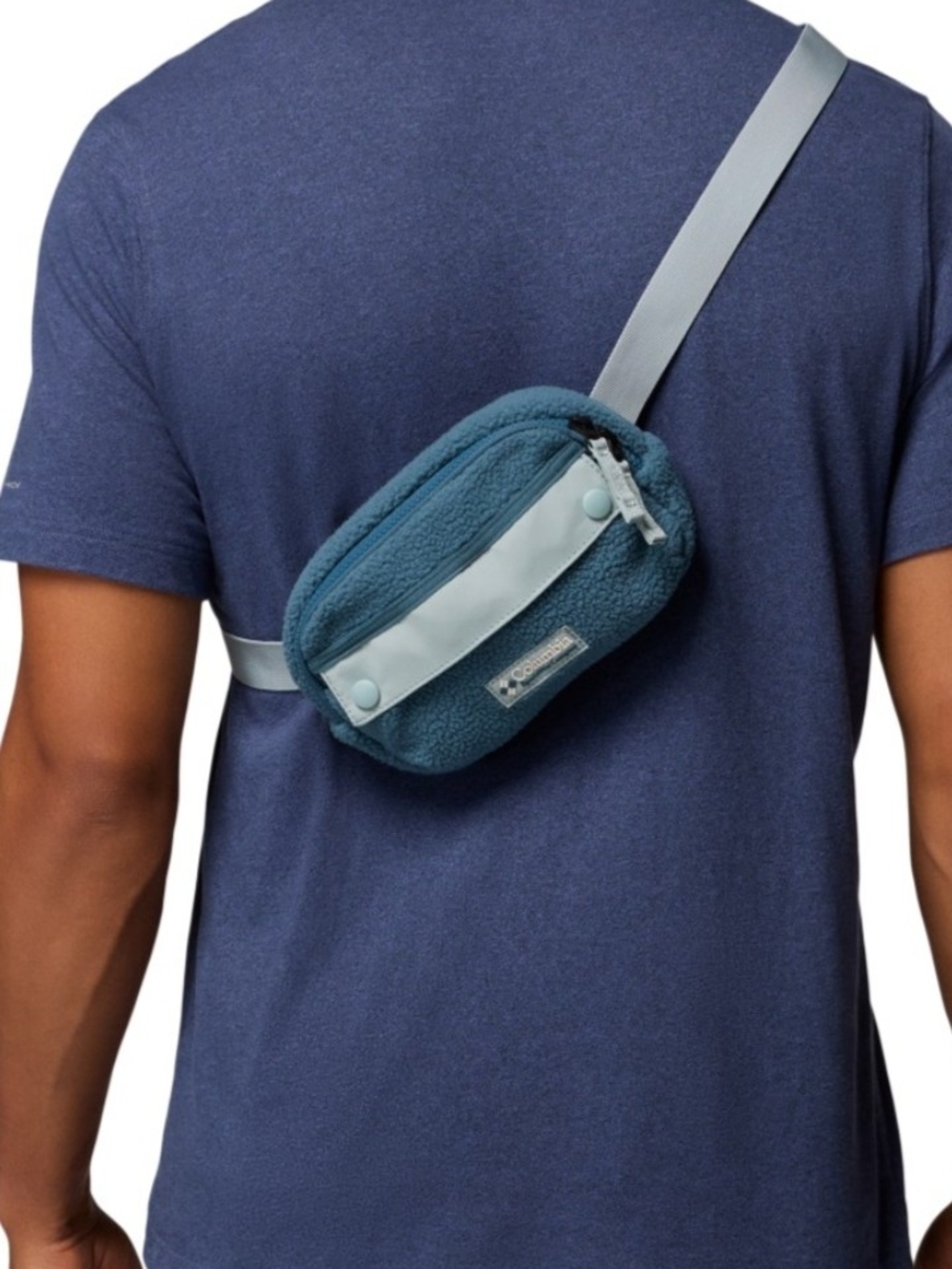 Columbia Teal Sherpa Sling Bag with Light Blue Trim